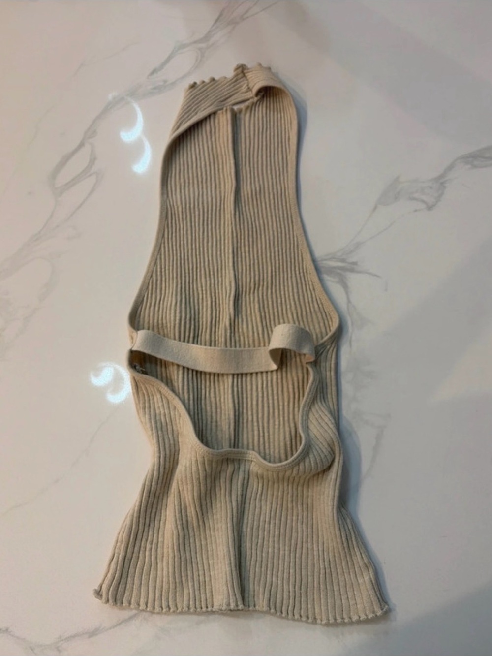 Beige Ribbed Halter Sweater Tank - Picture 2 of 4